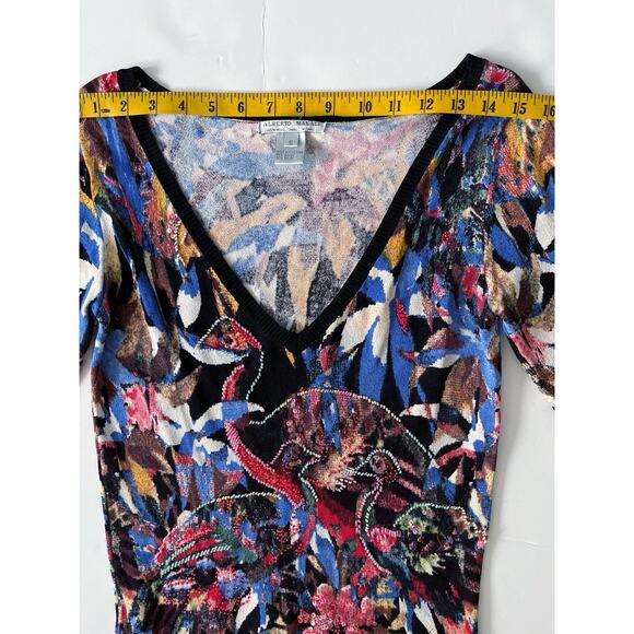 Alberto Makali Pullover Sweater Women S Multicolor Art Deco Bird Beads Hong Kong - Picture 3 of 7